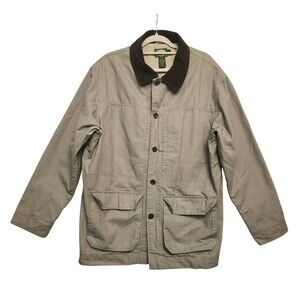 Cabela's 100% Cotton Buttoned Outdoor Jacket Size Large Corduroy Collar & Cuff